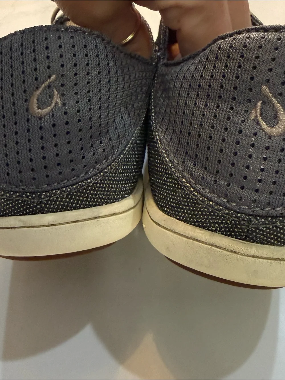 OluKai Nohea Moku Mens Sneaker Shoes Dark Gray Textile Lace Up Comfort Size M8.5